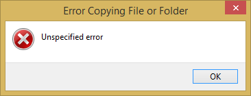 A windows error screen that only says &ldquo;Unspecified error&rdquo;